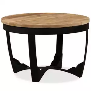 NNEVL Side Table Solid Rough Mango Wood 60x40 cm - Picture 1 of 11