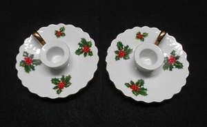 Feiertagskerzenhalter (Paar) Lefton China, Japan, handbemalt, Gold - Bild 1 von 8