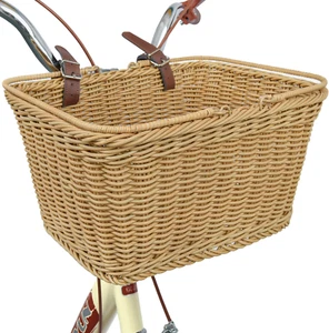 Bike Basket, Wicker Basket for Bike, Hand-Woven Bicycle Basket, Detachable Wicke - Picture 1 of 12