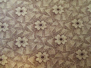 3 yardas marrón amarillento geométrico con flores 100% algodón fuera de stock - Imagen 1 de 2