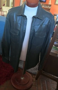 NEW w/tags Men's butter-soft dark green leather shirt-jacket size XL - Picture 1 of 6