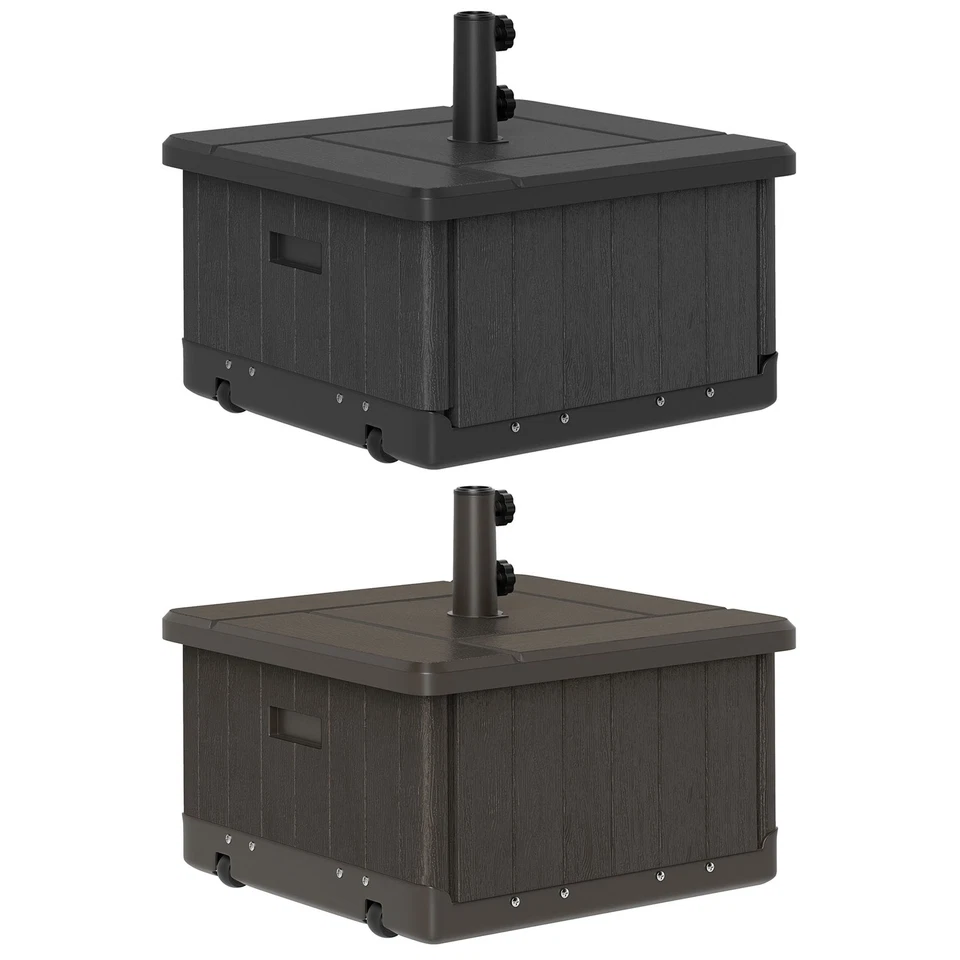 Base paraguas de patio Outsunny con ruedas, mesa auxiliar, jardinera Foto 1 de 1