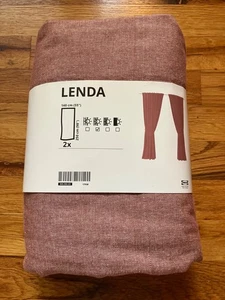 NEW NWT IKEA LENDA 2 Panel Curtains with Ties Cotton 55" x 98” Red Maroon Brown - Picture 1 of 4
