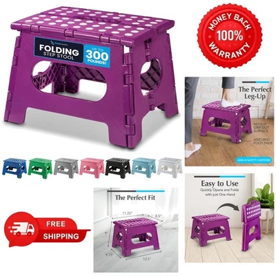 Collapsible Folding Plastic Kitchen Step Foot Stools with Handle - Image 1 of 4