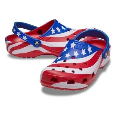 Crocs Classic American Flag Clog Patriotic USA Slip On Shoes Mens 10 Womens 12 - Image 1 of 4