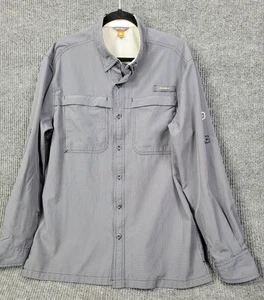 Eddie Bauer Shirt Men Lg Gray Poly Button Up Sport Shop Travel Light Hike Camp - Picture 1 of 22