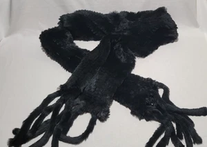 EXPRESS SCARF 100% REAL RABBIT FUR 8" WIDE X 66" LONG PLUS 8" TASSELS - Picture 1 of 6