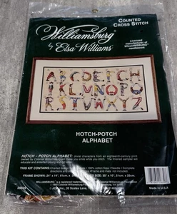 1992 Williamsburg Elsa Williams HOTCH POTCH ALPHABET gezähltes Kreuzstich-Set - Bild 1 von 6