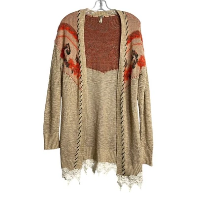 Cárdigan Gimmicks BKE Mujer L Frente Abierto Tejido Crochet Encaje Boho Western Largo Foto 1 de 4