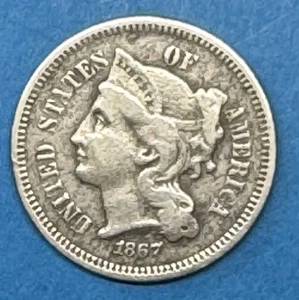 1867 Three 3 Cent Nickel (T310) - Picture 1 of 2
