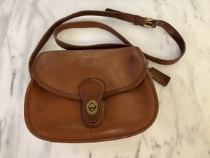 Bolso Bandolera Coach Prairie 9954 Turnlock De Colección Cuero Marrón Cartera Suave - Imagen 1 de 11