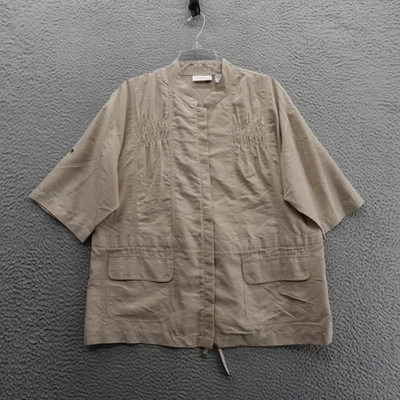 Chicos Half Sleeve Casual Jacket Size 3 US 16 Khaki Brown Womens Drawstring - Image 1 of 4