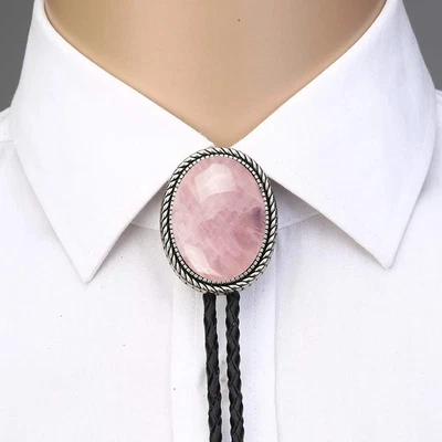 Collar de Boda Corbata Bolo Vintage Cristal Rosa Natural Para Hombre Regalo Vaquero Occidental Foto 1 de 4