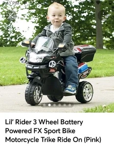 Lil' Rider 3 Wheel Battery Powered FX Sport Bike Motorcycle Trike Ride On (Pink) - Picture 1 of 6