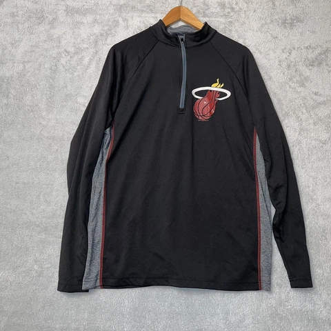 Miami Heat Mens Large Black TX3 Cool 1/4 Zip Long Sleeve Pullover Performance Cover