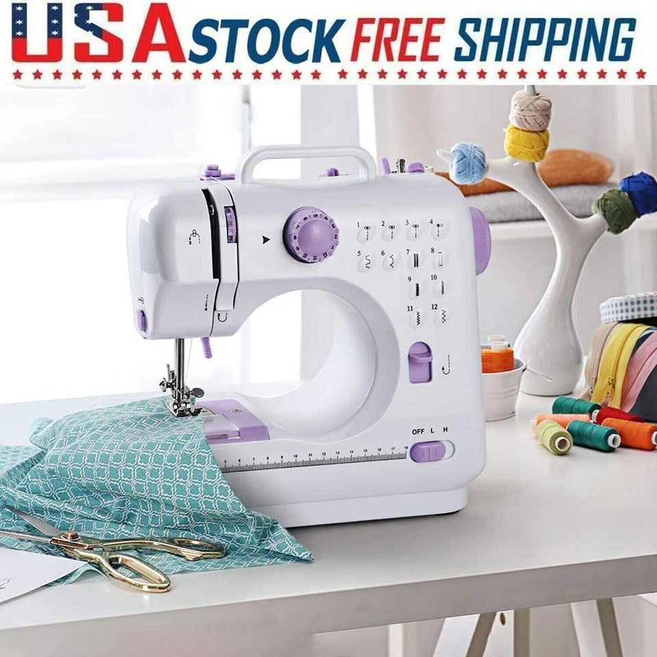 Mini Electric Sewing Machine Portable Overlock 2 Speeds Foot Pedal 12 Stitches - Image 1 of 4