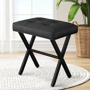 Vanity Stool Ottoman Stool Chair for Vanity Chair with Metal X Legs, Footrest Up - Picture 1 of 7