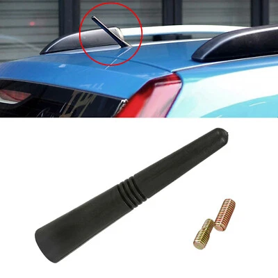 Black Soft Rubber Short Stubby Car Antenna AM/FM Radio Aerial Mast w/ 2 Screws - Image 1 of 4