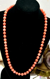 Bellissima collana corallo bambù pietra corallo circa 7 mm rotonda AAA circa 46-51 cm - Foto 1 di 3