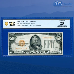 Fr.2404 1928 $50 Fifty Dollars Gold Certificate Gold Seal, PCGS 25 #14782 - Picture 1 of 2