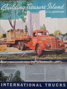 1939 vintage international truck print ad, building treasure Island San Francisc - Picture 1 of 1