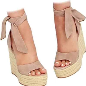New Women's Espadrilles Wedge Sandals Lace Up Summer Shoes Women's Size 9 - Picture 1 of 10