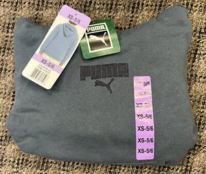 PUMA Boys' Fleece Logo Pullover Hoodie Sweatshirt, Blue XS 5/6 - Picture 1 of 3