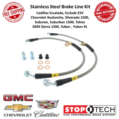 StopTech Front Steel Brake Line Kit For 07-20 Avalance Silverado Sierra Escalade - Image 1 of 4