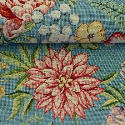 1m x 1,40m Gobelin Oliver Blumen Blau Meterware Blumen - Bild 1 von 3