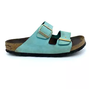 Sandalias para mujer 9 40 estrechas Birkenstock Arizona plantilla suave azul nobuck cuero - Imagen 1 de 13