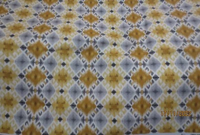3 yds x 44"  vintage Mill Creek Fabrics Screen Print Gray Yellow Brown Abstract - Image 1 of 4