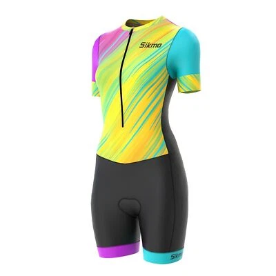 Women Trisuit Triathlon Cycling Running  swiming Tri Skinsuit Gel Padded - image 1 of 4