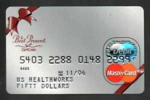 KEYBANK The Best Present, US Healthworks 2006 Gift Card ( $0 - NO VALUE ) - Picture 1 of 1