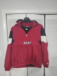 Vintage Starter Miami Heat Hooded Jacket Pullover Kangroo Pocket Adult Size 3XL - Picture 1 of 16