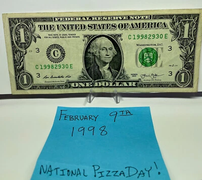 One Dollar Birthday Note February 9th 1998.Fancy  Serial Number  1998 2 9 30. - Image 1 of 4