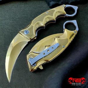 8" KARAMBIT SPRING POCKET KNIFE Tactical Open Folding Claw Assisted Blade Combat - Picture 1 of 13