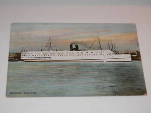 STEAMER CAMDEN - POSTAL 1909 - UN barco de 350,5 pies en PENOBSCOT RIVER - Imagen 1 de 2