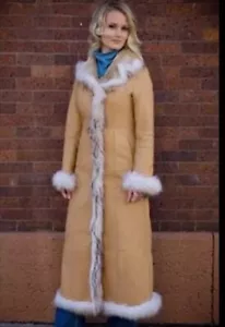 Cappotto lungo elegante pelliccia di pecora Mill Valley Sheepskin and Leather Co. TG 14 USATO IN OTTIME CONDIZIONI - Foto 1 di 18