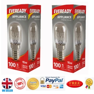 2x Eveready 15w Fridge / Appliance / Freezer Light Pygmy Bulb SES E14 240v Screw - Picture 1 of 1