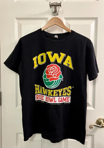 Iowa Hawkeyes 2016 Rose Bowl Black T Shirt Large L Gildan Soft Style Ring Spun Cover