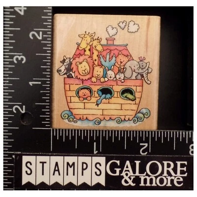 SELLOS DE GOMA ESTAMPIDA DE GOMA A1900E ARCA DE NOÉ ANIMALES BARCO NIÑOS #2631 Foto 1 de 2