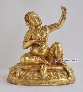 Estatua de cobre dorado antiguo Virupa tallada a mano de 9" de Patan, Nepal - Imagen 1 de 4