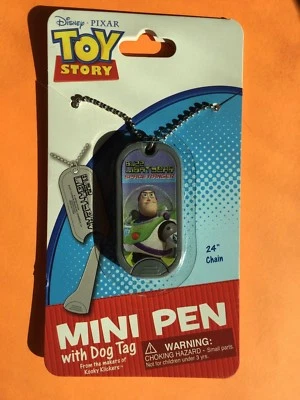 Disney Buzz Año Luz Collar Cadena Tono Astilla Mini Etiqueta de Perro Pluma Toy Story Foto 1 de 3