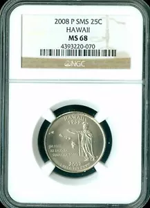 2008 P HAWAII QUARTER NGC MS68 SMS 2ND FINEST REGISTRY RARE * - Picture 1 of 2