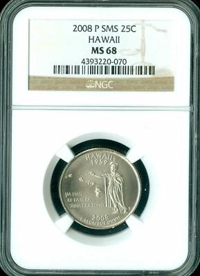 2008 P HAWAII QUARTER NGC MS68 SMS 2ND FINEST REGISTRY RARE * - Image 1 of 2
