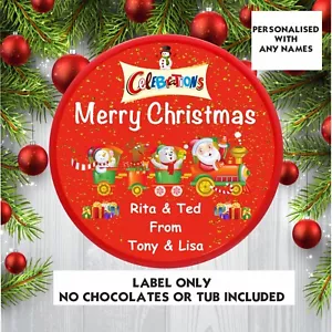 Personalised Chocolate LABEL ONLY  fits Celebrations Tub Christmas  Secret Santa - Picture 1 of 3