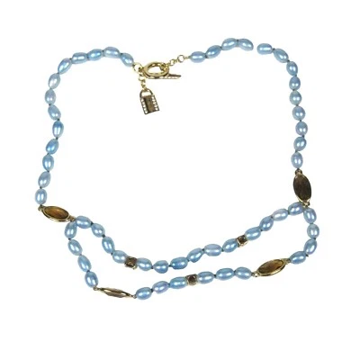 Collar gargantilla de 16 pulgadas con cuentas de plástico azul Ellen Tracy pedrería Foto 1 de 4