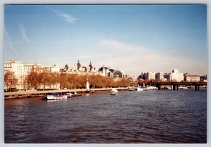 Vintage Color Photo Thames River London Skyline Boats & Architecture - Picture 1 of 2