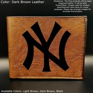 Portafoglio bifold in pelle NEW YORK YANKEES inciso personalizzato - 3 colori a scelta - Foto 1 di 10