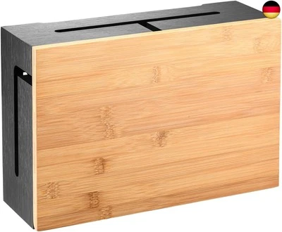 Kabelmanagement-Box mit magnetischem Bambus-Deckel und Kabelbindern- Elegante, - Bild 1 von 4